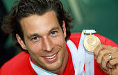 German <b>Danny Ecker</b> poses with his bronze medal won in the Pole Vault <b>...</b> - DB0J5A
