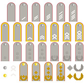 Epaulets, military ranks and insignia. Illustration on white Stock ...